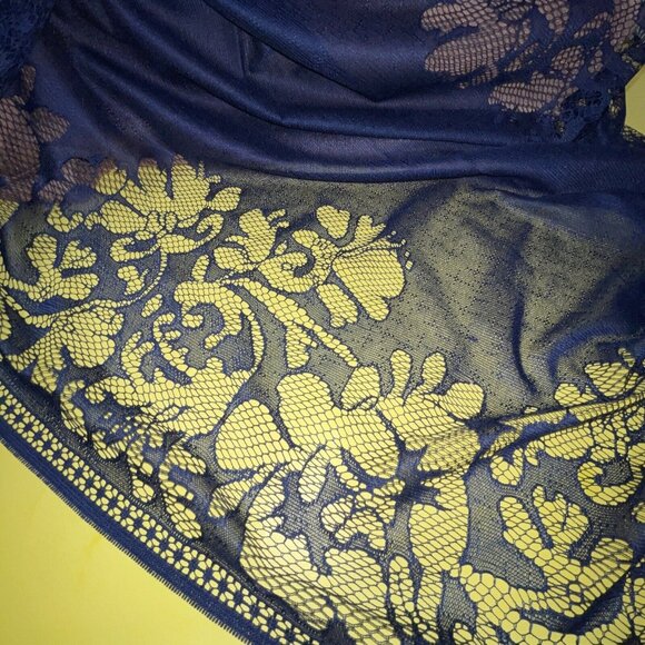 Women's Elegant Floral Lace Shawl Scarf Blue Fringe Clothing Accessory Formal - Picture 12 of 14